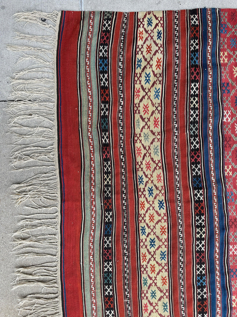 Antique Caucasian Shahsavan Soumak Rug 4’9” x 7’4”