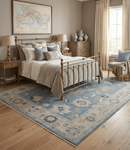 Charcoal Beige Hand Knotted Wool Area Rug - Traditional Oushak by The Rug Decor