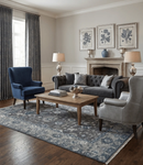 Charcoal Blue Hand Knotted Wool Area Rug - Traditional Oushak by The Rug Decor