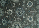 Charcoal Blue Hand Knotted Wool Area Rug - Traditional Oushak by The Rug Decor