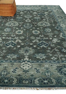 Charcoal Blue Hand Knotted Wool Area Rug - Traditional Oushak by The Rug Decor