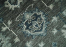 Charcoal Blue Hand Knotted Wool Area Rug - Traditional Oushak by The Rug Decor