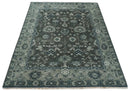 Charcoal Blue Hand Knotted Wool Area Rug - Traditional Oushak by The Rug Decor