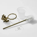 GobekUsa Gold/Silver Romantic Toilet Brush Holder Set with Glass Cup & Brass Handle