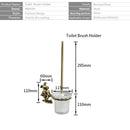 GobekUsa Gold/Silver Romantic Toilet Brush Holder Set with Glass Cup & Brass Handle