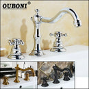 GobekUsa Dual Handle Basin Faucet in Chrome Solid Brass with Antique Black Finish