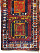 Antique circa 1920's Kurdish-Kazak Geometric Motifs Runner 3’8” x 12’3”