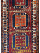 Antique circa 1920's Kurdish-Kazak Geometric Motifs Runner 3’8” x 12’3”