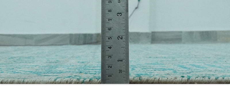 Antique design 6.5x10 Silver and Blue Traditional Hand Knotted wool Area Rug