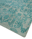 Antique design 6.5x10 Silver and Blue Traditional Hand Knotted wool Area Rug