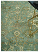 Antique design 8x10 Green and Beige Traditional Oriental Oushak wool area rug by The Rug Decor