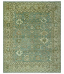 Antique design 8x10 Green and Beige Traditional Oriental Oushak wool area rug by The Rug Decor