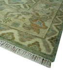 Antique design 8x10 Green and Beige Traditional Oriental Oushak wool area rug by The Rug Decor