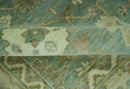 Antique design 8x10 Green and Beige Traditional Oriental Oushak wool area rug by The Rug Decor