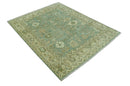 Antique design 8x10 Green and Beige Traditional Oriental Oushak wool area rug by The Rug Decor
