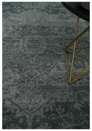Antique Design Charcoal and Silver Traditional Medallion Custom Made wool Area Rug