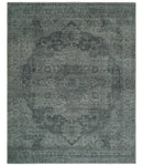 Antique Design Charcoal and Silver Traditional Medallion Custom Made wool Area Rug