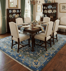 Antique Design Hand Knotted Green Moss and Blue Turkish Oushak Custom Made Wool Area Rug
