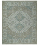 Antique Design Medallion Earthy Ivory and Camel 8x10 wool Area Rug