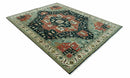 Antique Design Rust, Teal and Green Fine Hand knotted Traditional Heriz 9x12 wool area rug by The Rug Decor