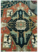 Antique Design Rust, Teal and Green Fine Hand knotted Traditional Heriz 9x12 wool area rug by The Rug Decor