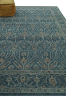 Antique Design Teal, Silver and Dark Peach Hand Knotted Traditional Design 8x10 wool Area rug by The Rug Decor