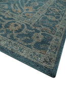 Antique Design Teal, Silver and Dark Peach Hand Knotted Traditional Design 8x10 wool Area rug by The Rug Decor