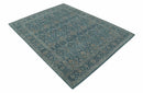Antique Design Teal, Silver and Dark Peach Hand Knotted Traditional Design 8x10 wool Area rug by The Rug Decor