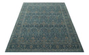 Antique Design Teal, Silver and Dark Peach Hand Knotted Traditional Design 8x10 wool Area rug by The Rug Decor