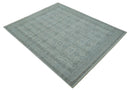 Antique Distress finish Silver, Teal and Brown Hand Knotted Traditional 8x10 wool Rug by The Rug Decor