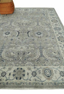 Hand Knotted Wool Area Rug - Distressed Brown and Beige Oushak by The Rug Decor