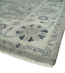 Hand Knotted Wool Area Rug - Distressed Brown and Beige Oushak by The Rug Decor