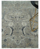 Hand Knotted Wool Area Rug - Distressed Brown and Beige Oushak by The Rug Decor