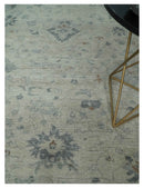 Antique Distressed look Beige and Charcoal Low Pile Multi Size Oushak wool Area Rug
