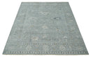 Antique Distressed Look Gray and Silver Low Pile Multi Size Oushak wool Area Rug