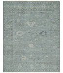 Antique Distressed Look Gray and Silver Low Pile Multi Size Oushak wool Area Rug
