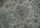 Antique Distressed style Ivory, Charcoal and Beige Low Pile 8x10 wool Area Rug