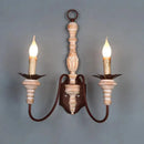 GobekUsa Double Head French Wall Lamp Solid Wood Iron Sconce