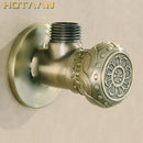 Antique engraved brass triangle valve bathroom faucet by Decorbites