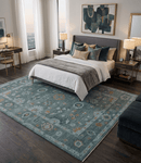 Gray Hand Knotted Wool Area Rug - Antique Oushak Traditional Style