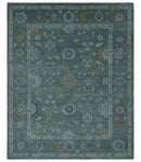 Antique Finish Gray Hand knotted Traditional Oushak Custom Made wool Area Rug