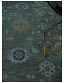 Antique Finish Gray Hand knotted Traditional Oushak Custom Made wool Area Rug