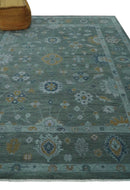 Gray Hand Knotted Wool Area Rug - Antique Oushak Traditional Style