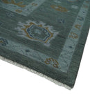 Gray Hand Knotted Wool Area Rug - Antique Oushak Traditional Style
