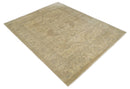Antique Finish Hand Knotted 8x10 Beige and Brown Traditional Oushak Area Rug
