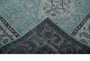 Antique Finish Hand Knotted 8x10 Blue, Silver and Charcoal Traditional Low Pile Wool Area Rug by The Rug Decor