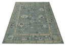 Silver Beige Oushak Area Rug - Antique Hand Knotted Traditional
