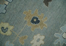 Silver Beige Oushak Area Rug - Antique Hand Knotted Traditional