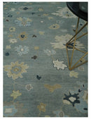 Silver Beige Oushak Area Rug - Antique Hand Knotted Traditional