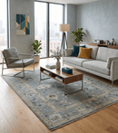 Silver Beige Oushak Area Rug - Antique Hand Knotted Traditional